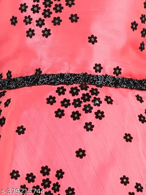 Pink net party dress with toy balloon print for girls aged 2-12