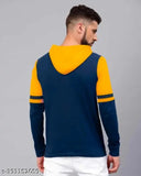 Indian-origin cotton blend hoodie with long sleeves and printed net pattern, perfect for trendy men's fashion