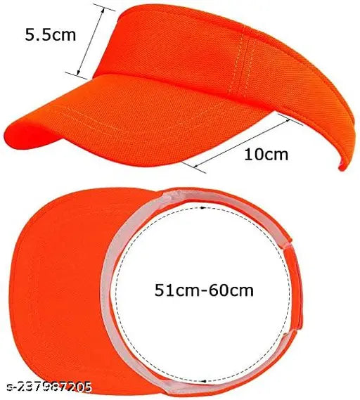 Neon Orange adjustable visor cap, cotton unisex sun shade with anti-sweat & hair fix, UV protection for all seasons