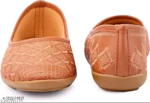 Beige synthetic leather printed ballerinas, stylish and comfortable, Indian origin
