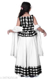 Cute, comfy kids white & coffee-toned rayon blend long lehenga choli - ethnic wear for 6-8 years, Indian designer