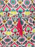 Jaipuri print cotton ethnic dress-multi, vibrant 100% cotton long dress for kids ages 2-11, India origin