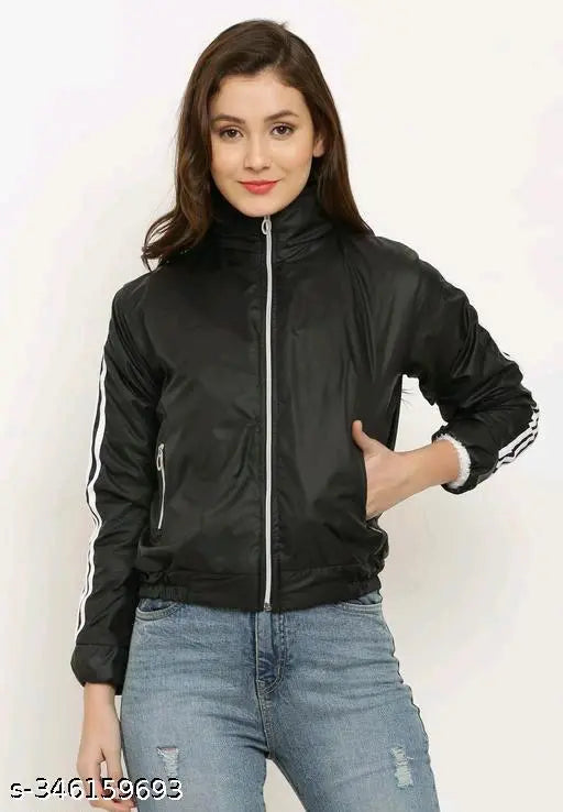 Fleece piping jacket for women, solid color, long sleeves, available in S, M, L, XL