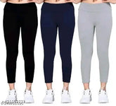 Cotton blend solid jeggings combo pack of 3 for women, Made in India