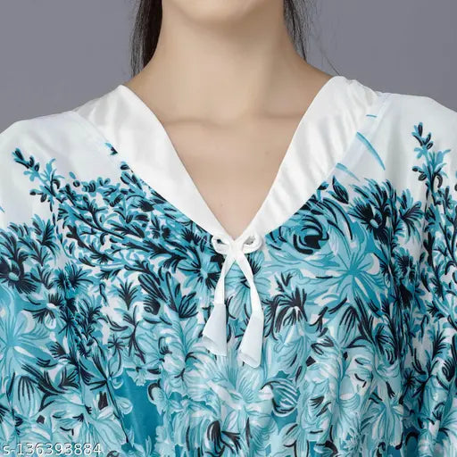 Indian women's printed satin kaftan, shrink-resistant and comfortable beach wear