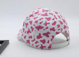 Cotton cow print white pink baseball cap, onesize keep cool style from India