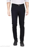 Stylish black denim jeans for men, size 32, comfortable fit and solid pattern, made in India