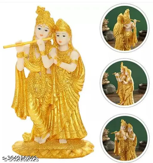 Multi-colored polyresin Lord Radha Krishna figurine (11 cm x 8 cm x 19 cm), perfect for home decor or religious occasions