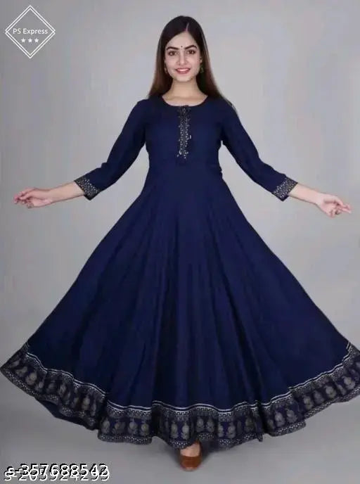 Rayon three-quarter sleeve solid kurti, latest Indian fashion wear