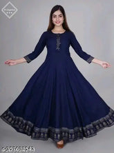 Rayon three-quarter sleeve solid kurti, latest Indian fashion wear