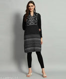 Women's wool three-quarter sleeve printed kurta, single size M (bust 34in, length 39in), made in India
