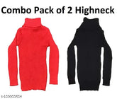 Trendy woolen high neck sweater set for kids (2 pack), solid design, warm and comfy in winters