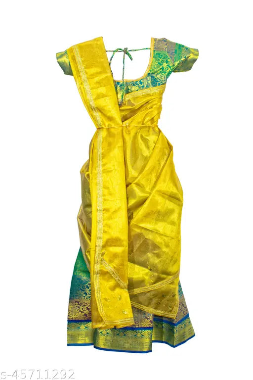 Silk and jacquard dupatta half saree lehenga choli with waist belt, Mysoore silk material, perfect for 13-16 year old girls