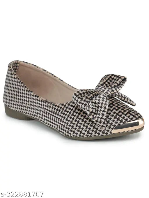 Beige synthetic leather ballerinas by Shezone, elegant slip-on printed footwear for women