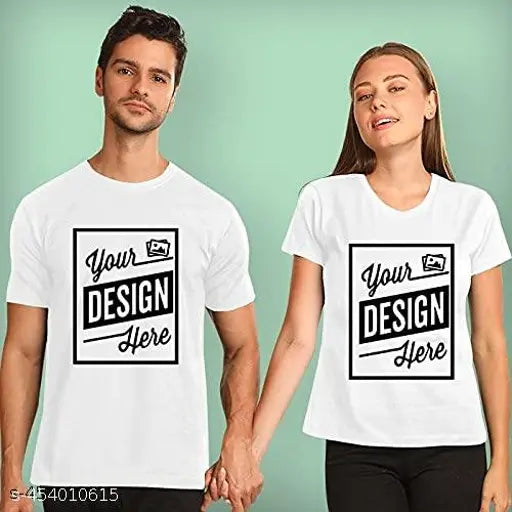 White personalized polyester half sleeve round neck t-shirt with printed photo, perfect for men in various sizes S-XXL