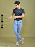 Stylish dyed/washed denim men's jeans, crafted from cotton. Mid rise, regular fit with sizes ranging from 28 to 42 inches (waist, length, hip). Indian origin