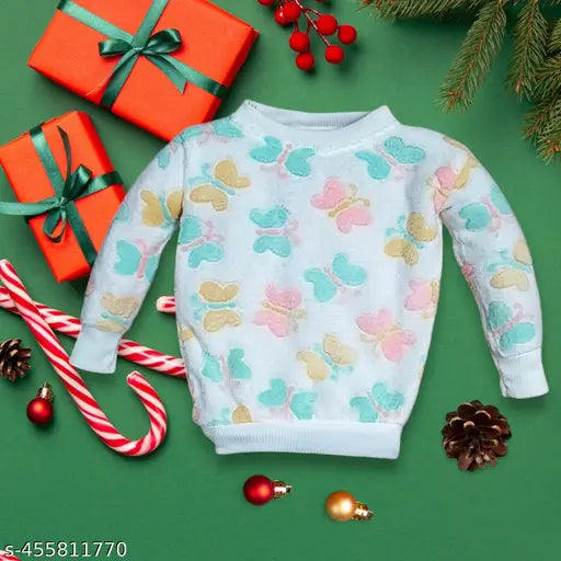 Woolen batter sweater, printed net pattern, ideal for winter baby wear (size 2-3 years)