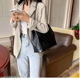 Trendy Women's Black Faux Leather Cross Body Sling Bag, textured net design, spacious main compartment & interior pockets for everyday essentials