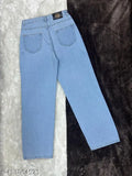 Denim bell-bottom funky jeans with cut-out net detail, size 30 (waist 30in, length 39in), India-origin fashion jean