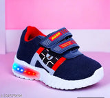 Blue & Red Kids LED Light Shoes upto 7 years - Synthetic sole, rubber pattern, velcro fastening