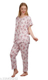Women's rayon tropical print nightsuit with round neck & short sleeves, ultimate comfort in pyjamas style