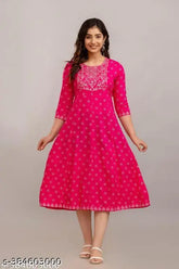 Wine pink blue embroidered rayon flared anarkali kurta set for women, versatile ensemble for wedding, festive, casual, party wear. Available in six sizes (S-XXXL), comfortable rayon cotton fabric