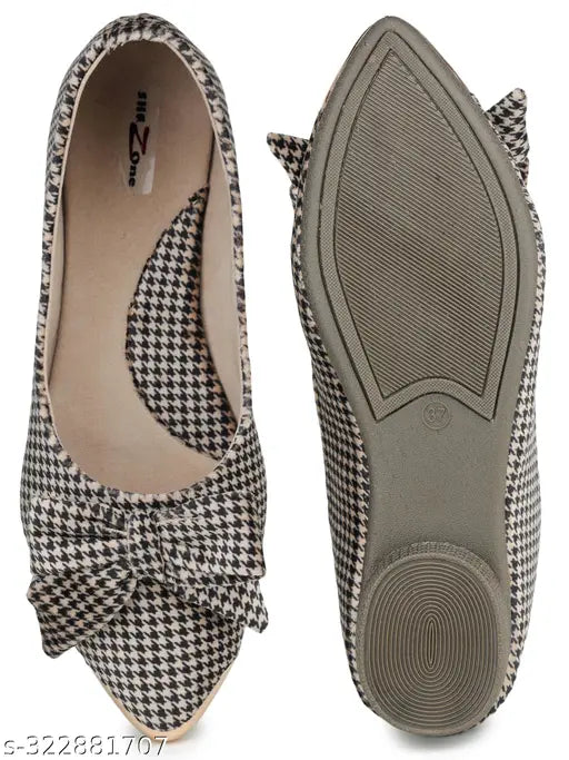 Beige synthetic leather ballerinas by Shezone, slip-on printed design, elegant women's footwear