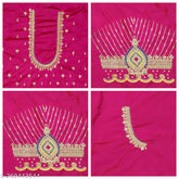 Embroidered net cotton silk blouse, hand-worked with beads and stones, suitable for all occasions (Indian made)