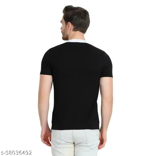 Black cotton round-neck half sleeve T-shirt for men XL - Unicus Apparel trendy fashionable curve fit