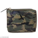 Faux leather men's small army round zip wallet, printed net pattern, durable cloth lining, 3 credit card slots, 2 secret compartments, 1 coin pocket, 2 currency compartments. High-quality PU leather made in India