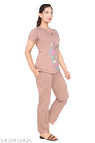 Cotton blend women's half sleeve printed nightsuits, casual summer wear in various sizes - L, XL, XXL from Clint