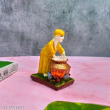 Yellow marble Shirdi Sai Baba statue for puja worship, 8cm x 10cm x 5cm, realistic and detailed design