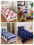White geometric pattern, 580 thread count pure cotton single bedsheet set - Mega sale on limited offer
