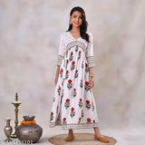 Polka Dot Rose Printed Rayon Anarkali Kurta, trendy festive party wear for women