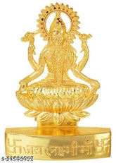 Golden brass Laxmi idol for puja, worship, and gifting. Ideal for home altars or as a thoughtful gift. Handcrafted in India