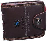 Solid faux leather BMW wallet, free size, Indian-made accessory with 2 compartments