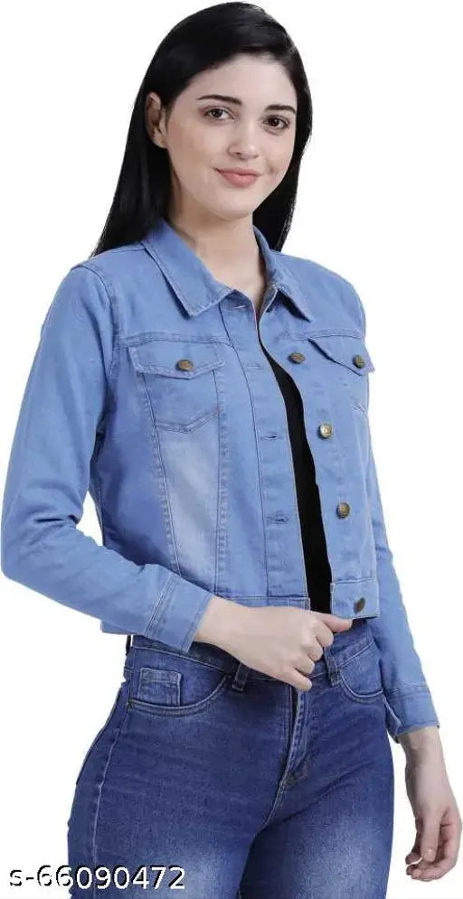 L blue denim jacket, plain indigo style - ideal for parties & outdoors, made in India