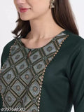 Fashionable polycotton dupatta sets with kurta & bottomwear, solid color for women, three-quarter sleeves, Indian origin