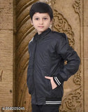 Special black butter jacket from Nadwi Collection for boys (7-14 years), made of nylon with long sleeves and solid pattern