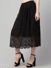 Solid lace mesh skirt, elegant and stylish lace skirt for women, available in sizes 26, 28, 30, 32. Made in India