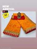 Georgette festival saree with zari-woven blouse, free size, India