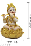 Golden polyresin Radha Krishna love couple Krishna Idol statues (6 inch), handcrafted Indian figurines for home or office decor, wedding, anniversary, or gift