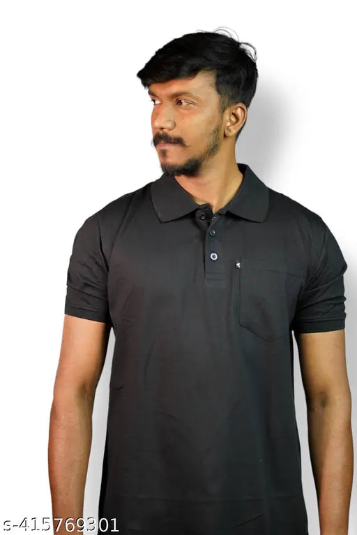 Mens solid short sleeve regular fit cotton polo t-shirt, premium export quality branded, perfect for casual office wear and get-togethers