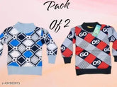 Soft wool kids sweaters pack of 2, printed design for playful style and comfort