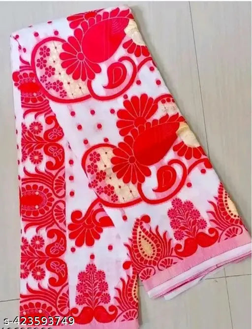 Yellow Vichitra Silk jamdani saree with cotton blend blouse, embroidered design, free size, Indian origin