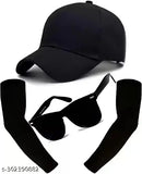 Black cotton sporty baseball cap, UV protection sunglasses set for men and boys, ideal for outdoor activities in sunny weather