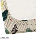 Cotton fitted bedsheet & 2 pillow covers, superfine botanical print, elastic quality for adult's summer use. Double queen size, Indian origin
