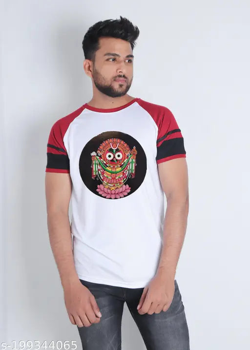 Polycotton Jagannath Vishnu round neck tee, printed design, short sleeves, S-XXXL sizes