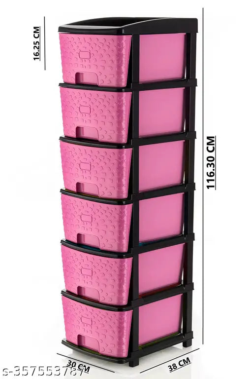 6x6.5x7.5cm pink plastic drawer organizer system for books, clothes, toys & shoes