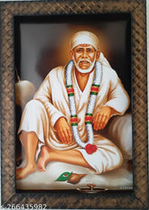 Synthetic resin Sai Baba wall hanging photo frame, 9x12 inches, Indian spiritual art decor
